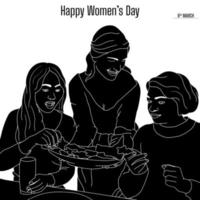 Happy Women's Day Charaktersilhouette auf weißem Hintergrund. vektor