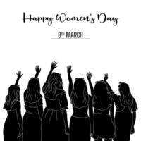 Happy Women's Day Charaktersilhouette auf weißem Hintergrund. vektor