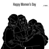 Happy Women's Day Charaktersilhouette auf weißem Hintergrund. vektor