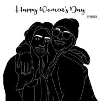 Happy Women's Day Charaktersilhouette auf weißem Hintergrund. vektor