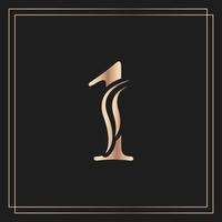 elegantes nummer 1 anmutiges königliches kalligraphisches schönes logo. vintage gold gezeichnetes emblem für buchdesign, markenname, visitenkarte, restaurant, boutique oder hotel vektor