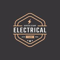 hipster vintage retro rustik etikett märke för elektrisk bult flash storm stämpel logotyp design inspiration vektor