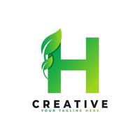 Natur grünes Blatt Buchstabe h Logo-Design. Monogramm-Logo. grüne Blätter-Alphabet-Symbol. verwendbar für Firmen-, Wissenschafts-, Gesundheits-, Medizin- und Naturlogos vektor