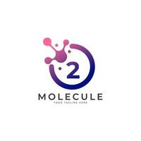 medizinisches Logo. Nummer 2-Molekül-Logo-Design-Vorlagenelement. vektor