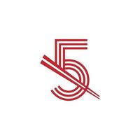 nummer 5 japanska nudlar vektor logotypsymbol. lämplig för japanska restauranger logotyp inspiration.
