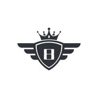 nummer 8 royal sport siegesemblem logo design inspiration vektor