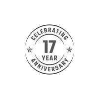 17-jähriges Jubiläumsfeier-Emblem-Abzeichen mit grauer Farbe für Feierlichkeiten, Hochzeiten, Grußkarten und Einladungen isoliert auf weißem Hintergrund vektor