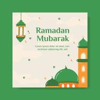 ramadan mubarak bannermall för sociala medier. platt illustration vektorgrafik. vektor