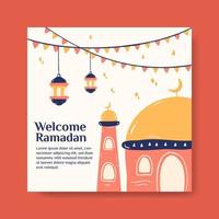 ramadan mubarak bannermall för sociala medier. platt illustration vektorgrafik. vektor