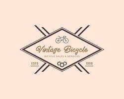 vintage emblem badge cykel reparation och tjänster butik logotyp i retrostil vektorillustration vektor