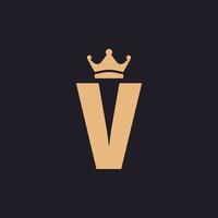 luxus vintage anfangsbuchstabe v thron mit krone klassische premium label logo design inspiration vektor