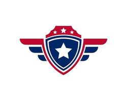 emblem amerikanische veteranenflagge emblemflügel mit schild patriotischem logo design template element vektor