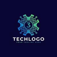 Technologie Nummer 3 Logo-Design-Vorlagenelement. vektor