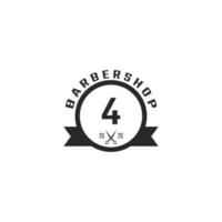 Nummer 4 Vintage Barber Shop Abzeichen und Logo-Design-Inspiration vektor