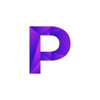 Anfangsbuchstabe p Low-Poly-Overlay-Logo-Designvorlage. Vektor eps 10