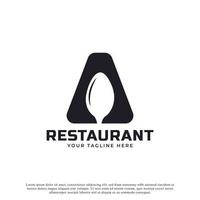 restaurangens logotyp. inledande bokstaven a med sked gaffel för restaurang logotyp ikon designmall vektor