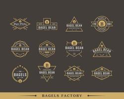 satz rustikaler retro-vintage-label-abzeichen-buchstabe b für bagels-logo-design-inspiration