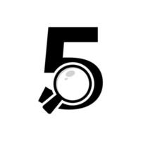Suchlogo. Nummer 5 Lupen-Logo-Design vektor