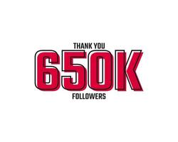 Danke 650.000 Follower Karte Feier Vektor Post Social Media Vorlage.