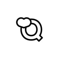 initial bokstav q med hjärta kärlek i linje stil logotyp designmall element vektor