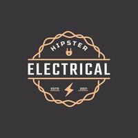 hipster vintage retro rustikales etikettenabzeichen für inspiration für das logo-design des elektrischen bolzenblitzsturmstempels vektor