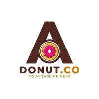 Anfangsbuchstabe ein süßes Donut-Logo-Design. Logo für Cafés, Restaurants, Cafés, Catering. vektor