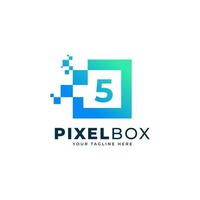 anfängliches digitales Pixel-Logo-Design mit der Nummer 5. geometrische Form mit quadratischen Pixelpunkten. verwendbar für Geschäfts- und Technologielogos vektor
