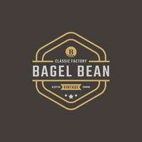 rustikaler Retro-Vintage-Label-Abzeichen-Buchstabe b für Bagels-Logo-Design-Inspiration vektor