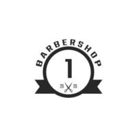 nummer 1 vintage barber shop märke och logotyp design inspiration vektor