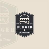 burger oder hamburger logo vintage vektor illustration vorlage symbol grafikdesign. emblem oder etikett fast-food-zeichen und symbol