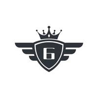 nummer 6 royal sport siegesemblem logo design inspiration vektor