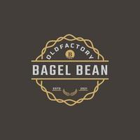 rustikaler Retro-Vintage-Label-Abzeichen-Buchstabe b für Bagels-Logo-Design-Inspiration vektor