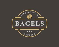 vintage retro märke för bokstaven b för bagels logotyp emblem designsymbol vektor