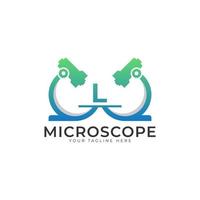 Labor-Logo. Anfangsbuchstabe l Mikroskop-Logo-Design-Vorlagenelement. vektor