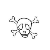 handritad doodle varningsskylt skalle och ben illustration vektor ikon isolerad på vit bakgrund.