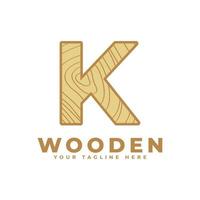 bokstaven k med trä textur logotyp. användbar för företag, arkitektur, fastigheter, konstruktion och byggnadslogotyper vektor