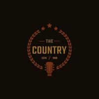 klassisches Vintage-Retro-Label-Abzeichen für Country-Gitarrenmusik Western Saloon Bar Cowboy-Logo-Design-Vorlage vektor