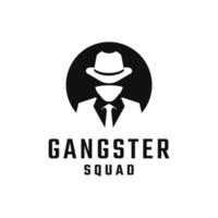 Emblem-Label-Abzeichen für Gangster-Silhouette-Logo in schwarz-weißer Farbvektor-Design-Inspiration vektor