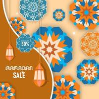 Ramadan-Verkaufshintergrund mit islamischen Mandala-Ornamenten vektor