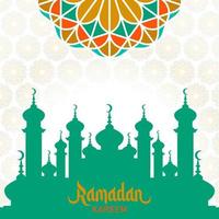 vektorillustration der gesäumten schattierung grüne moscheeschattenbilder mit papierschnittverzierungen. geeignet für ramadan, eid gruß, hintergrund und islamische feier vektor