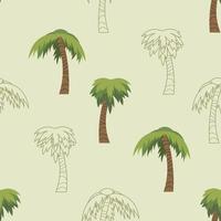 sömlösa tropiska palmträd illustration tecknade mönster vektor
