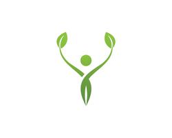 Människokaraktär, hälsovårdslogotyp. Natur logotyp tecken. Grön livslogotypskylt vektor
