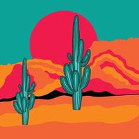 Kakteen in der Wüste. Saguaro-Nationalpark. Vektor-Illustration vektor