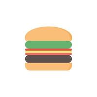 Burger mit Salat, Tomaten, Käse und Schnitzel. Fastfood. Vektor-Illustration. Fast-Food-Hamburger-Abendessen und Restaurant, leckere ungesunde Fast-Food-Klassiker-Ernährung im flachen Stil. vektor