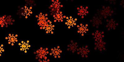 mörk orange vektor bakgrund med virussymboler.