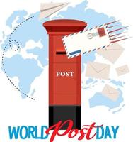 World Post Day banner med en postlåda och kuvert vektor