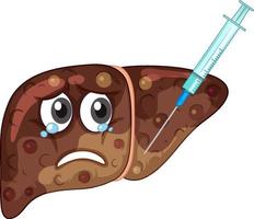 Fibrose-Leber mit Gesichtsausdruck auf weißem Hintergrund vektor