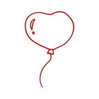 Herzballon handgezeichnetes Gekritzel. , Minimalismus. Aufkleber, Symbol. liebe, valentinstag, rot, urlaub. vektor