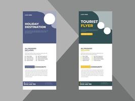Reise-DL-Flyer, neues Roll-Up-Banner-Design für Firmenreisen, Broschürenvorlage für Reise-Business-Tour-Poster, Reise-Flyer-Beispiele, druckfertig, Roll-Up-Vektor-eps vektor