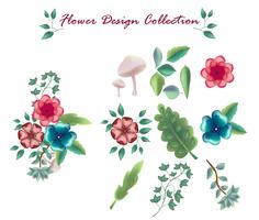 Blume Icon Set Elementsammlung vektor